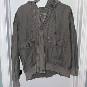 Casual Sage Green Hooded Jacket